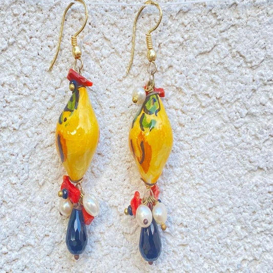 Orecchini di ceramica a forma di limone-Rawna