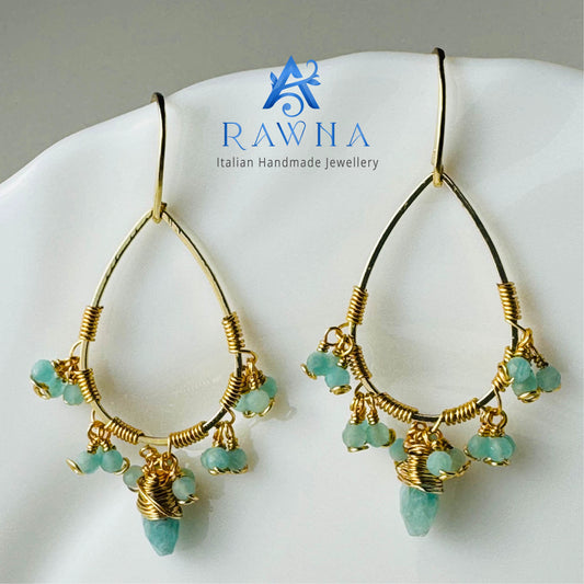 a Orecchini con pietra naturale quarzo rosa