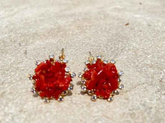 a Orecchini con pietra naturale quarzo rosa