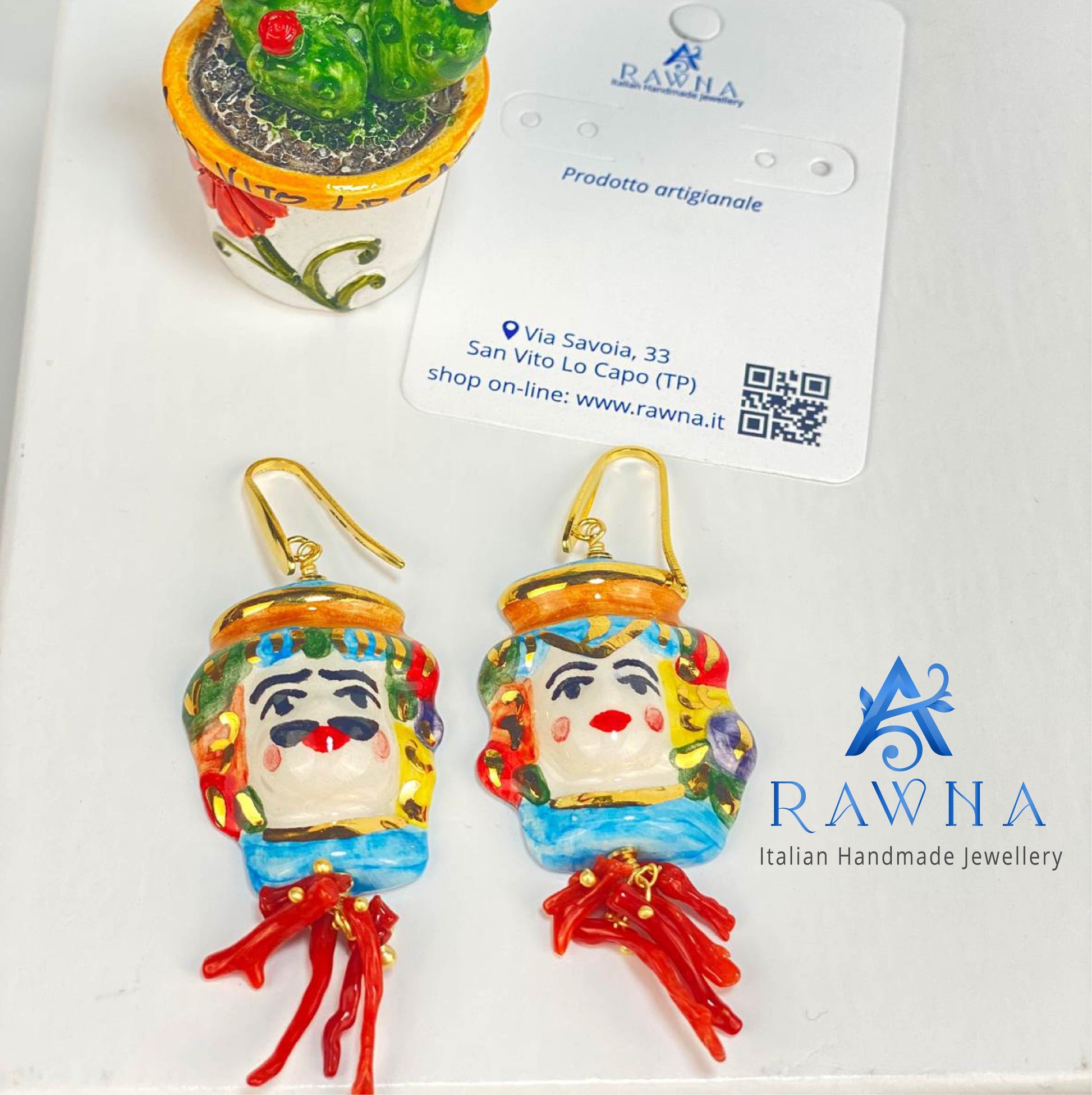 Orecchini ceramica di Caltagirone Cuore 5 Varianti di colore Orecchini ceramica di Caltagirone Cuore 5 Varianti di colore